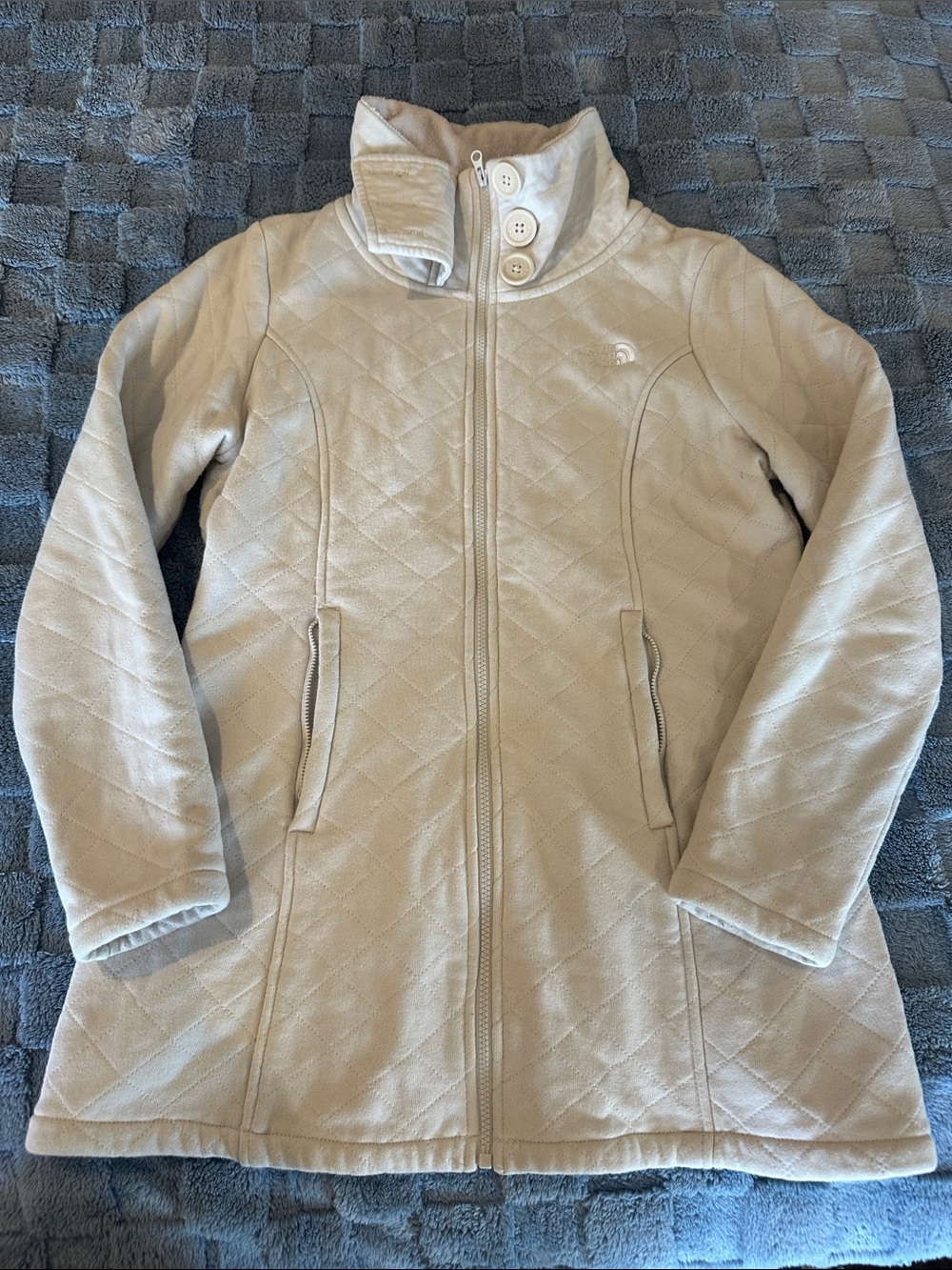 Women’s Quilted Cream Jacket with High Collar The North Face
